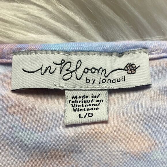 In Bloom Tie Dye Lace Trimmed Pajama Top Blue and Pink Large - Picture 4 of 4
